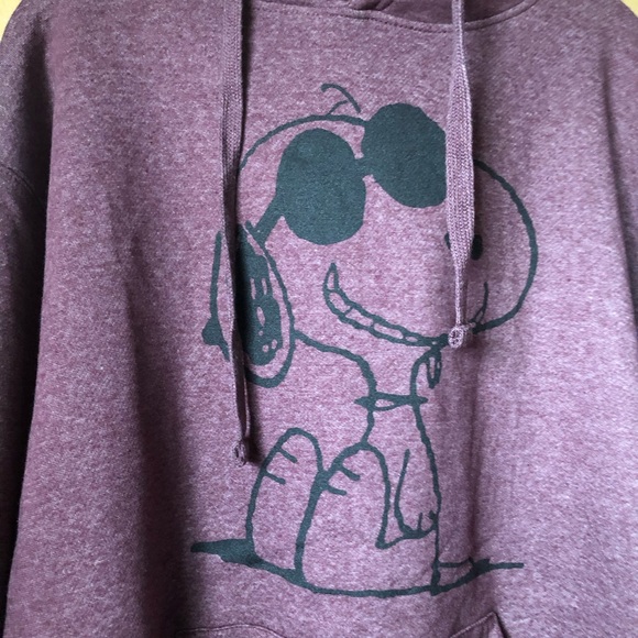 NEW Snoopy sunglasses heathered dark burgundy red mens hoodie hoody sweatshirt L - Picture 5 of 5